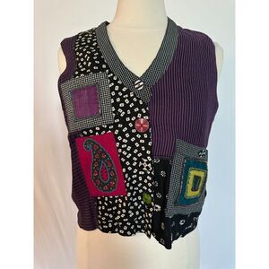 Faith by Celia Forrester Retro Patchwork Vest Size Small